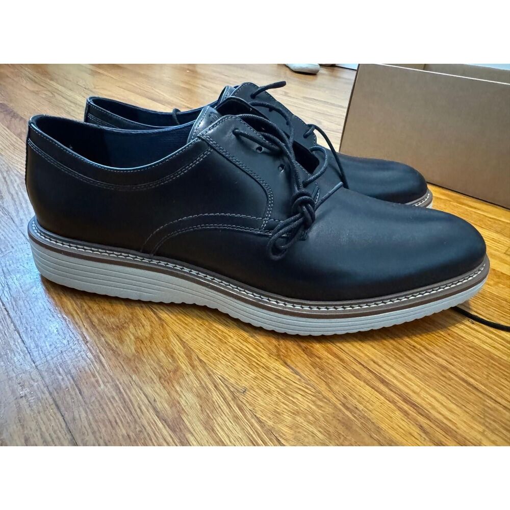 Johnston & Murphy Amherst Plain Toe Men's Size 13 M Black Leather Derby Shoes